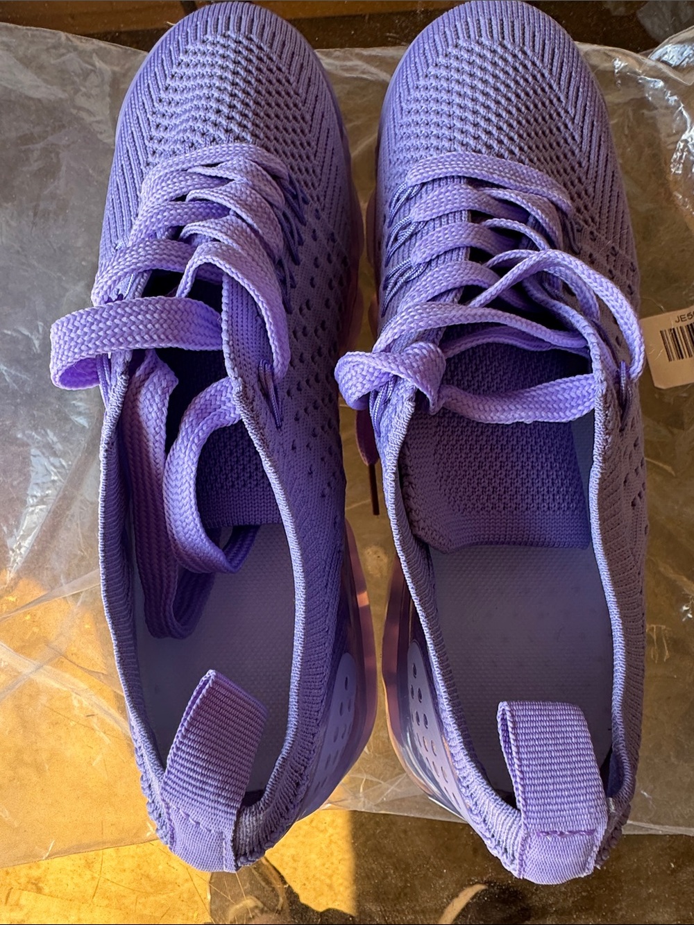 Lightweight Knit Lace-Up Athletic Sneakers - Lavender